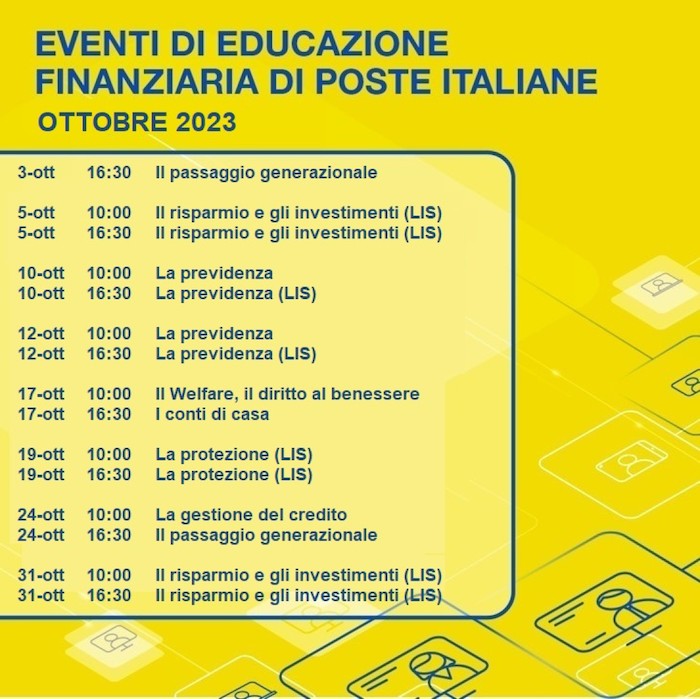 educazione finanziaria ottobre 2023 poste italiane